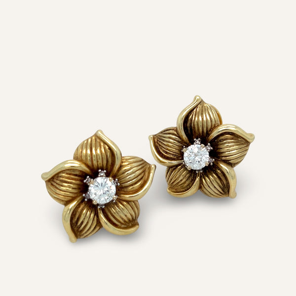 14k Floral Clip Earrings