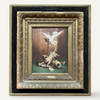 Johann Hartung, Cockatoo and Pugs, 19th Century, Oil on Board, Framed