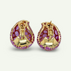 Pink Sapphire and Diamond tear shaped cluster earrings