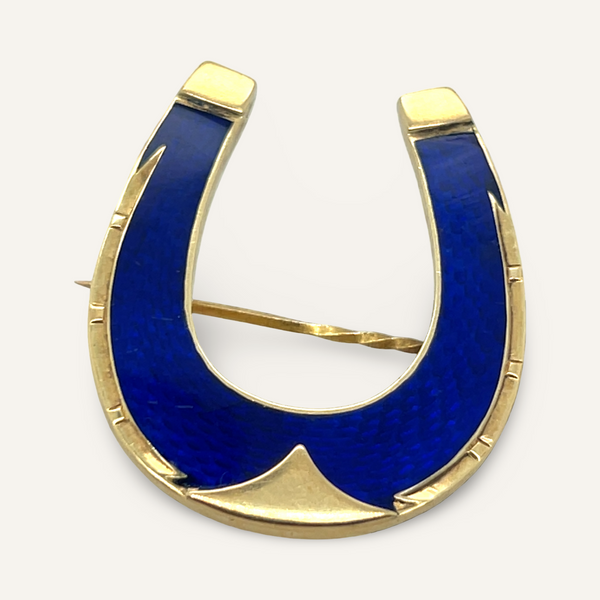 19th c. Enamel Horseshoe Brooch