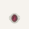 Rubellite and Diamond Halo Ring