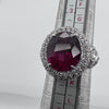 Rubellite and Diamond Halo Ring