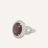 Rubellite and Diamond Halo Ring