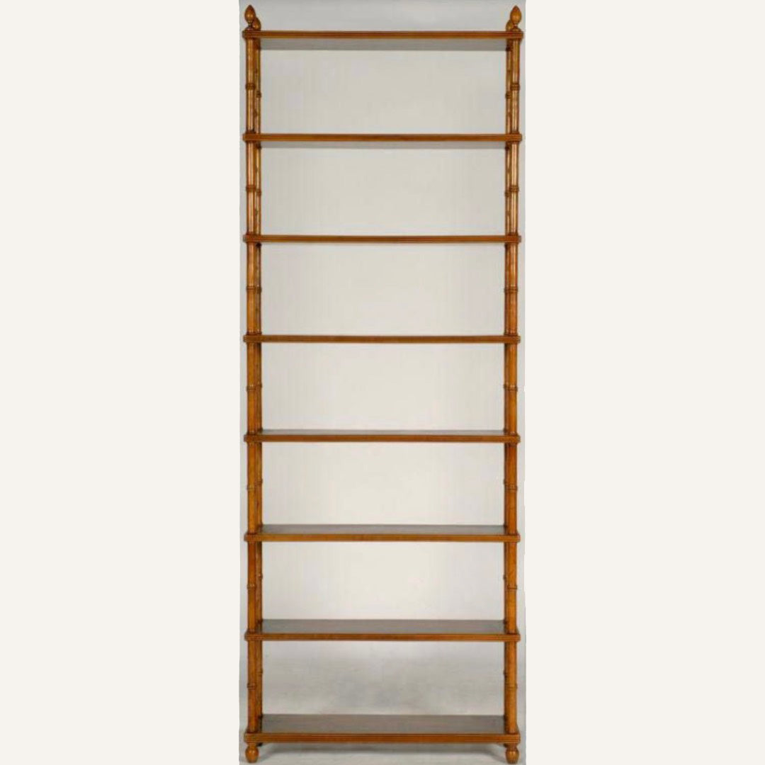 Baker Furniture Company Walnut Faux Bamboo Etagere Bookcase