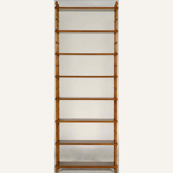Baker Furniture Company Walnut Faux Bamboo Etagere Bookcase
