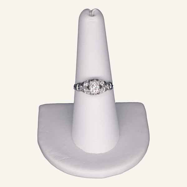18k White Gold Art Nouveau Diamond Filigree