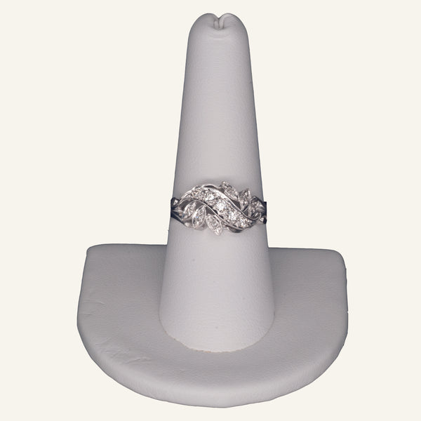 14k White Gold Diamond Scroll Ring