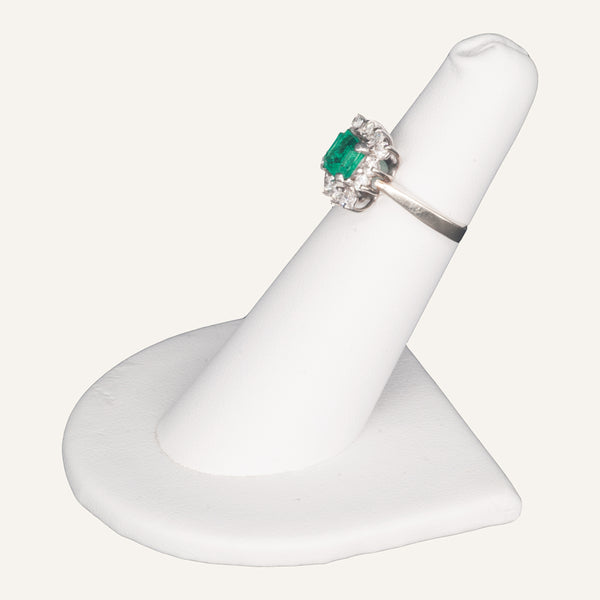 14k White Gold Emerald and Diamond Ring