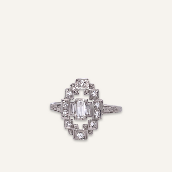 Art Deco Platinum and Diamond Ring