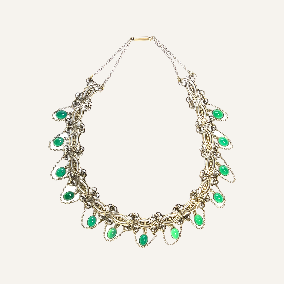 Sterling Silver Chrysoprase Choker