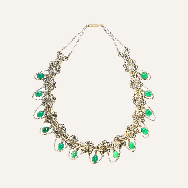 Sterling Silver Chrysoprase Choker