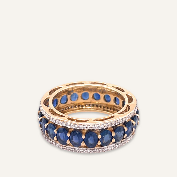 Sapphire and Pave Diamond Band