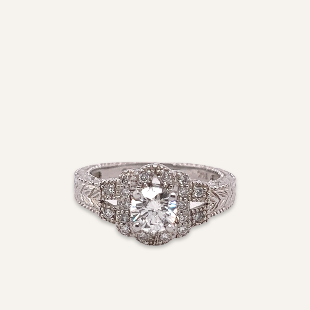 Art Deco 14k White Gold Diamond Ring