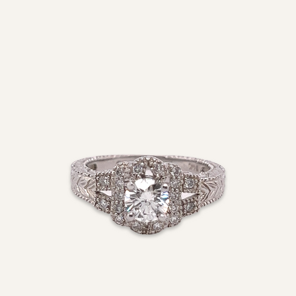 Art Deco 14k White Gold Diamond Ring
