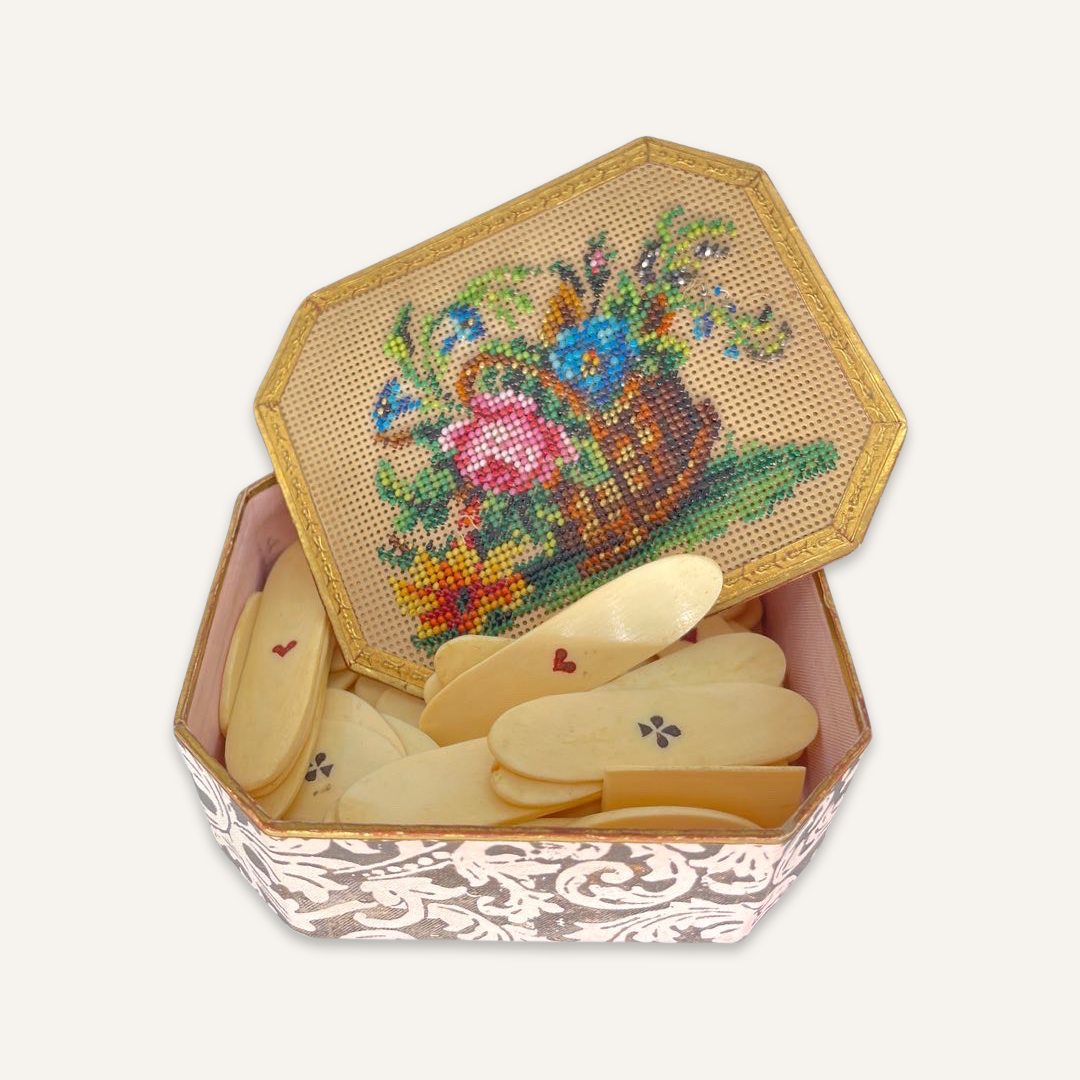 Victorian Bridge Markers in Beaded Box