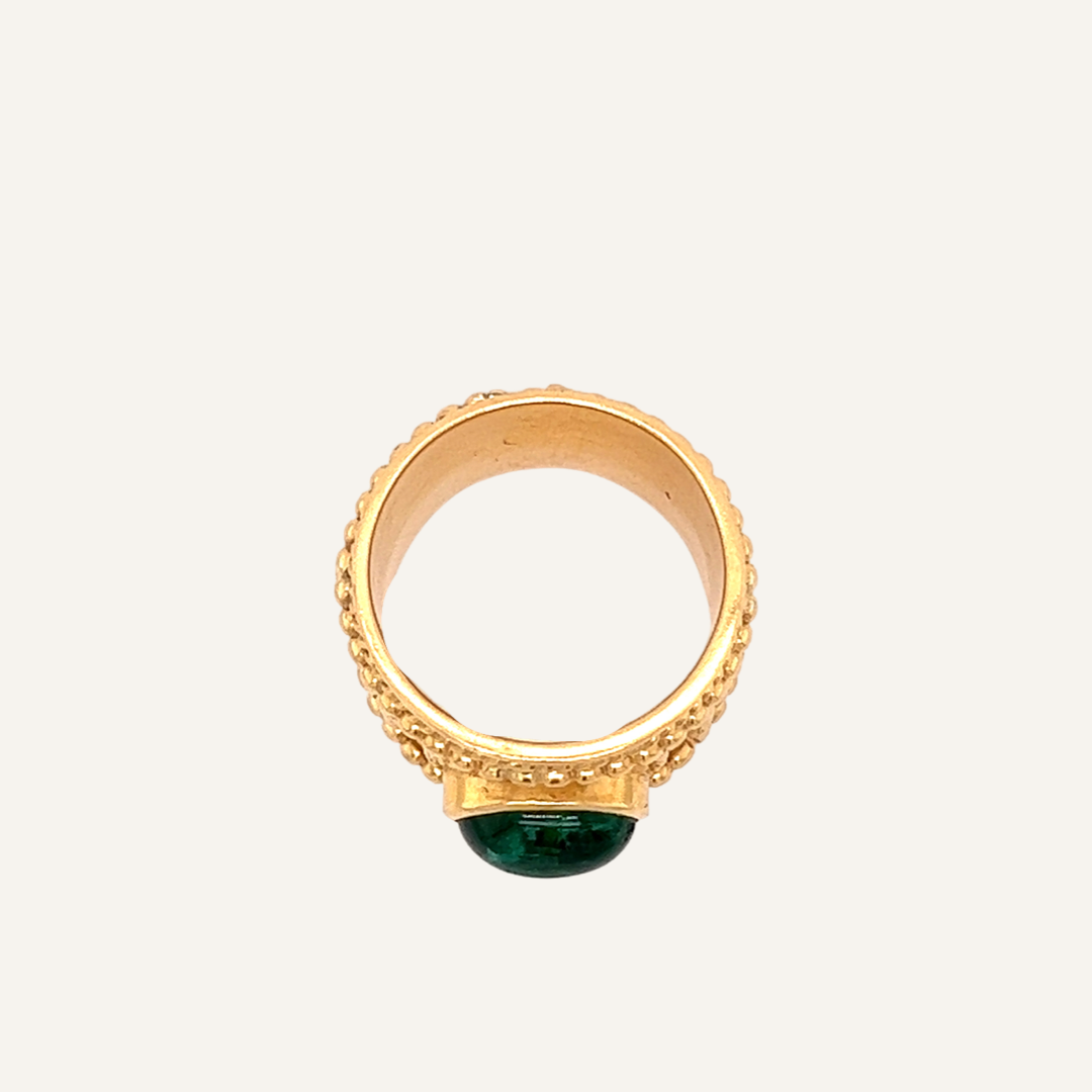18k Yellow Gold Emerald Cigar Band Ring