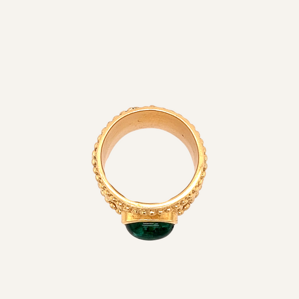 18k Yellow Gold Emerald Cigar Band Ring