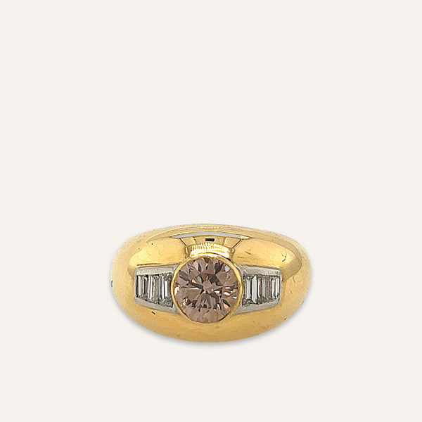 18k Yellow Gold and Platinum Webb Peach Diamond Ring