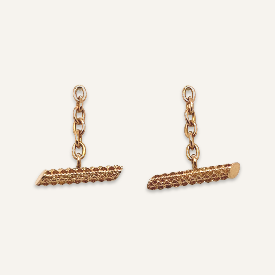 14k Rose Gold, converted cufflink Earrings