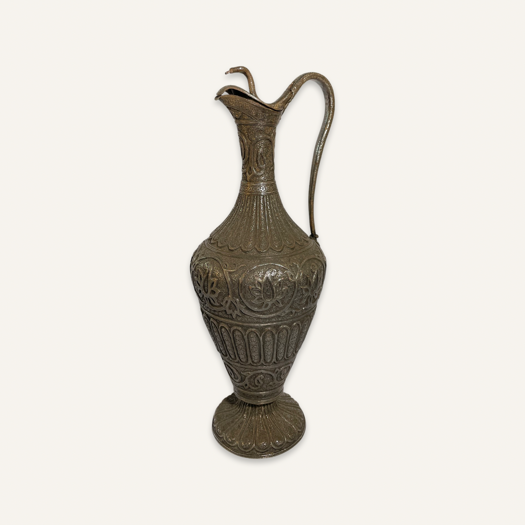 Silver ewer with cobra head lid