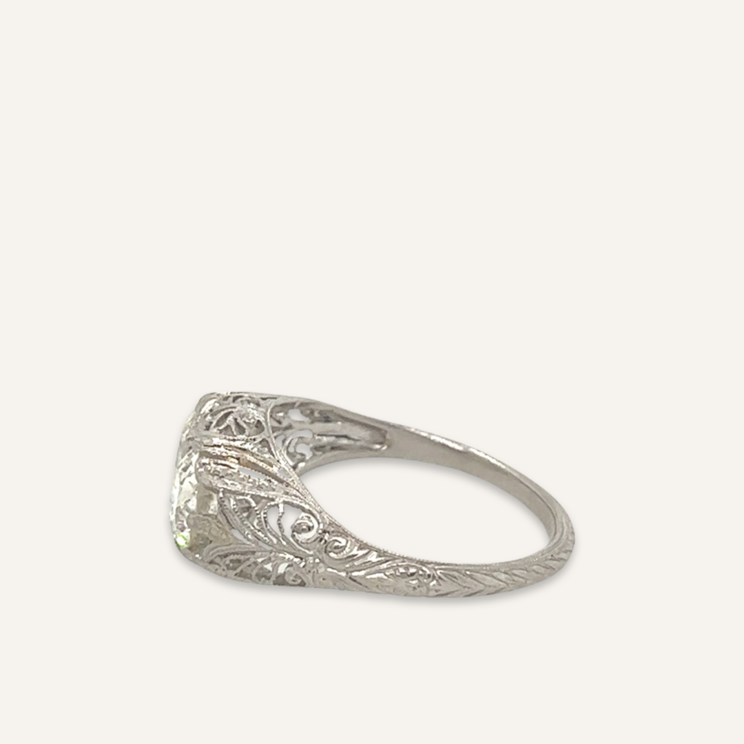Art Deco Diamond Platinum Duo Engagement or Anniversary Band