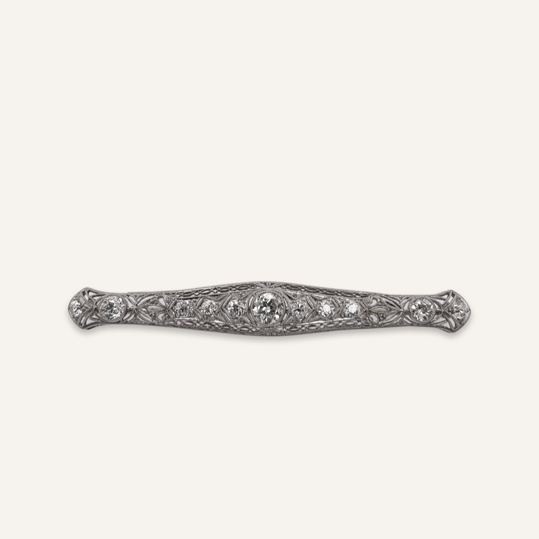 Platinum and Diamond bar pin