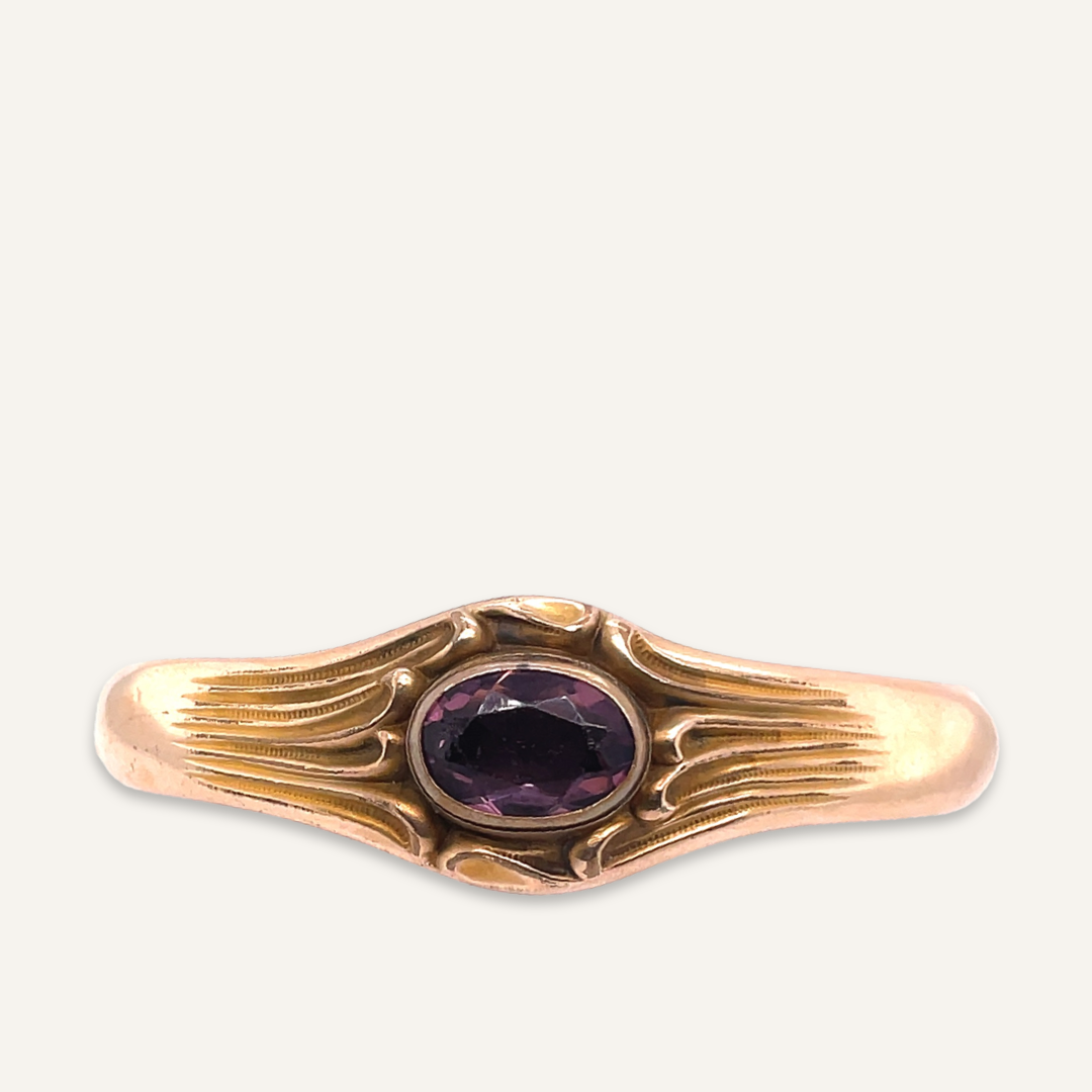 14k Yellow Gold Amethyst Bangle
