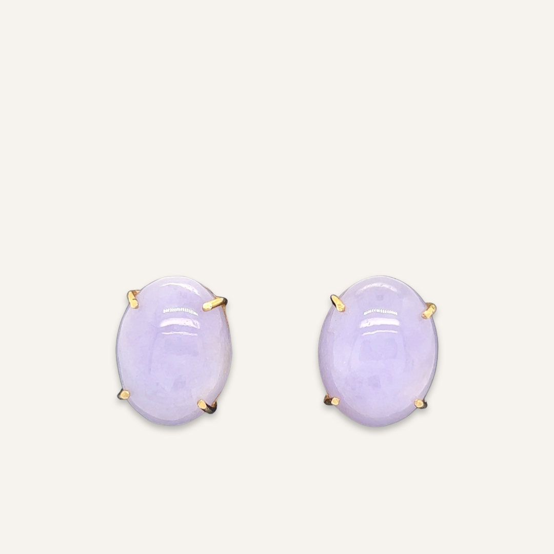 14k Yellow Gold Lavender and Jade Ring and Earring Set