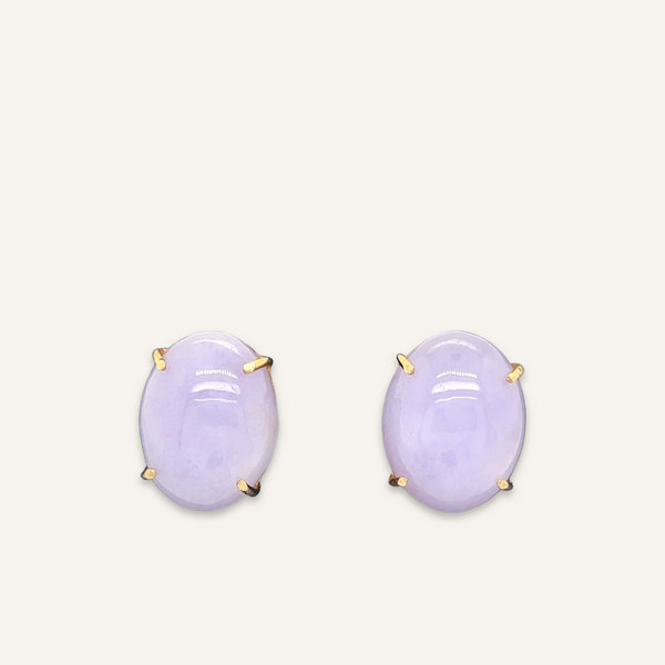 14k Yellow Gold Lavender and Jade Ring and Earring Set