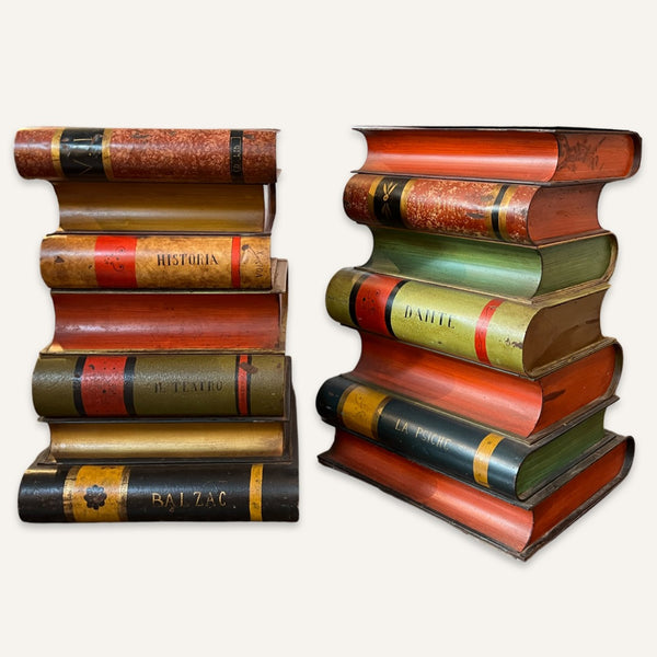 Pair of 1950’s Italian Tole Metal Book End Tables