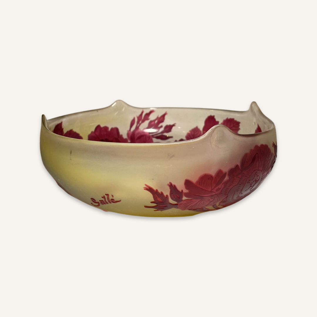 Gallé Cut Glass Low Candy Dish