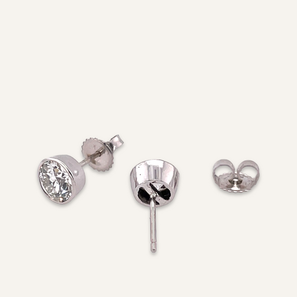 18k White Gold Diamond Post Earrings