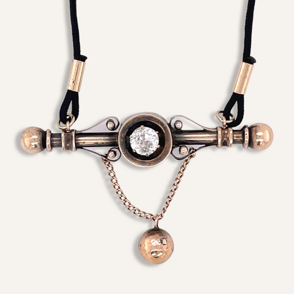Salt & Pepper Diamond Bar Pin Necklace