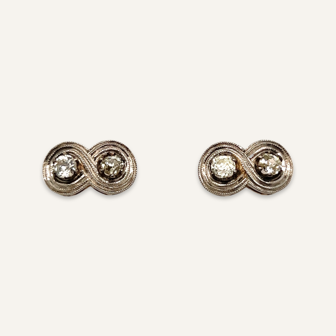 14k White Gold Infinity Diamond Earrings