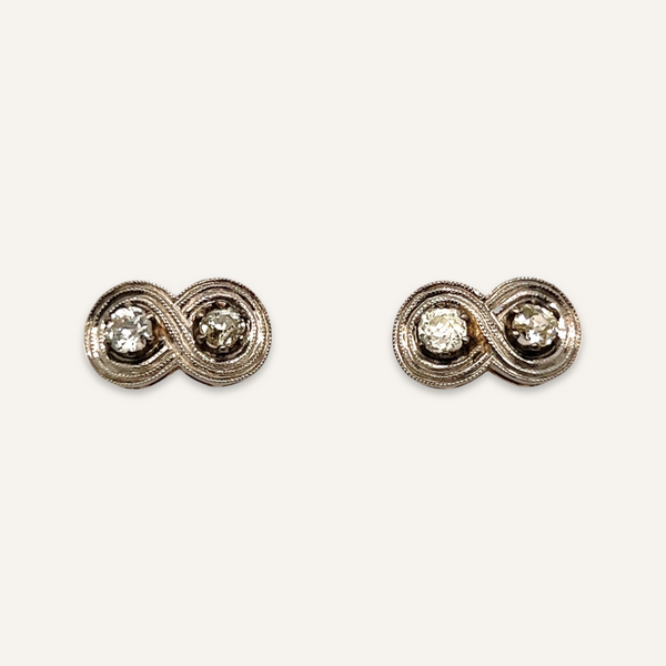 14k White Gold Infinity Diamond Earrings
