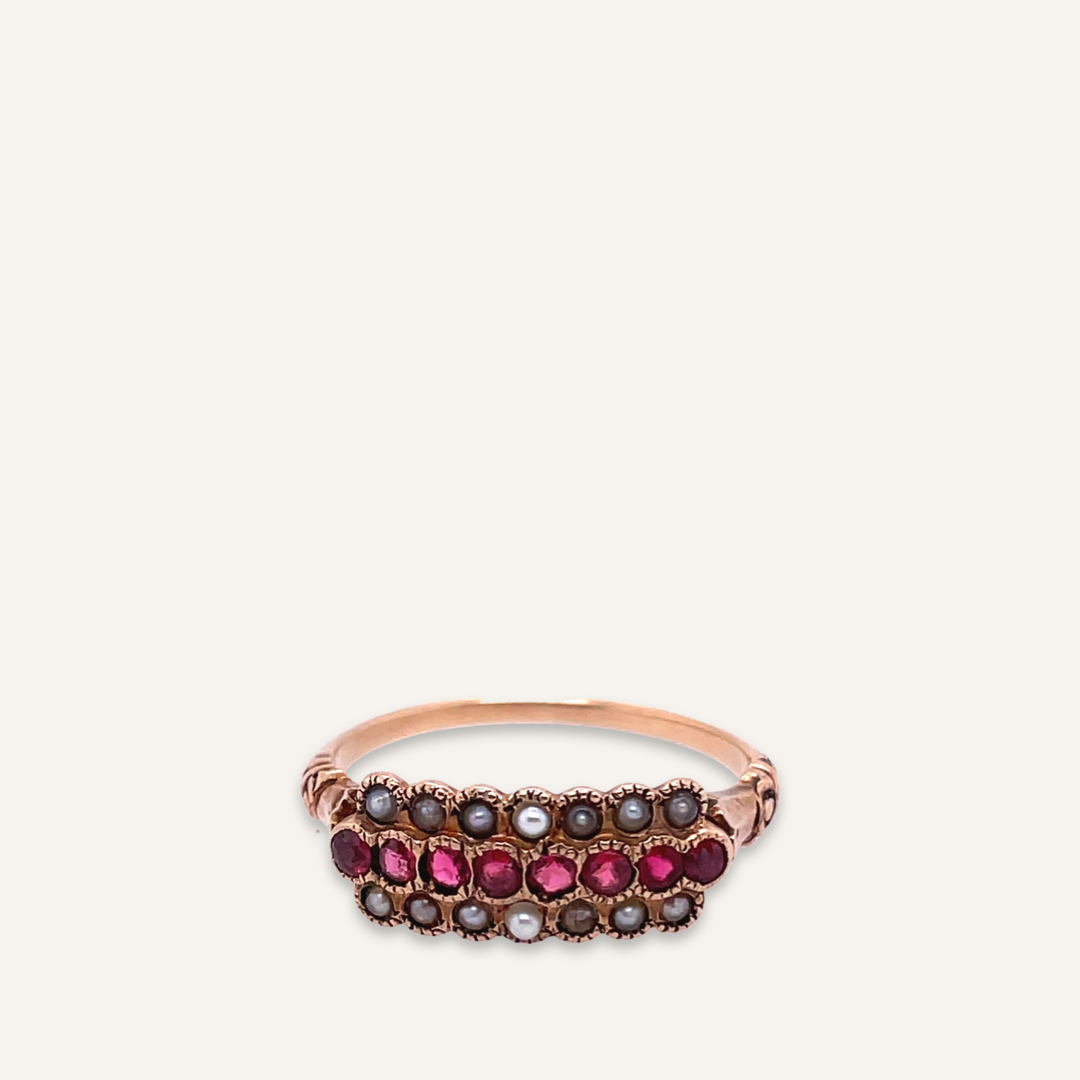 Victorian Red Stones and Pearl