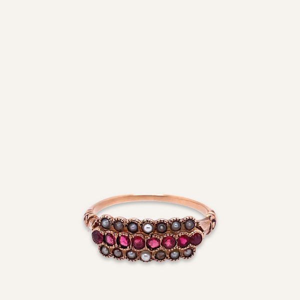 Victorian Red Stones and Pearl