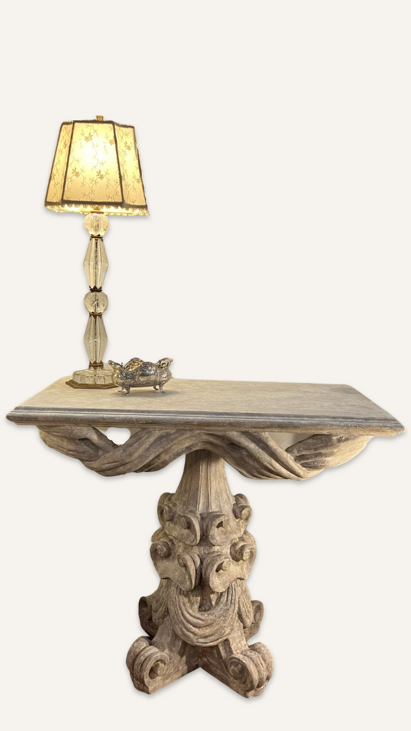 Dorothy Draper Style Hollywood Regency Hand Carved Gesso’d Table