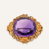 18k Yellow Gold Amethyst Brooch