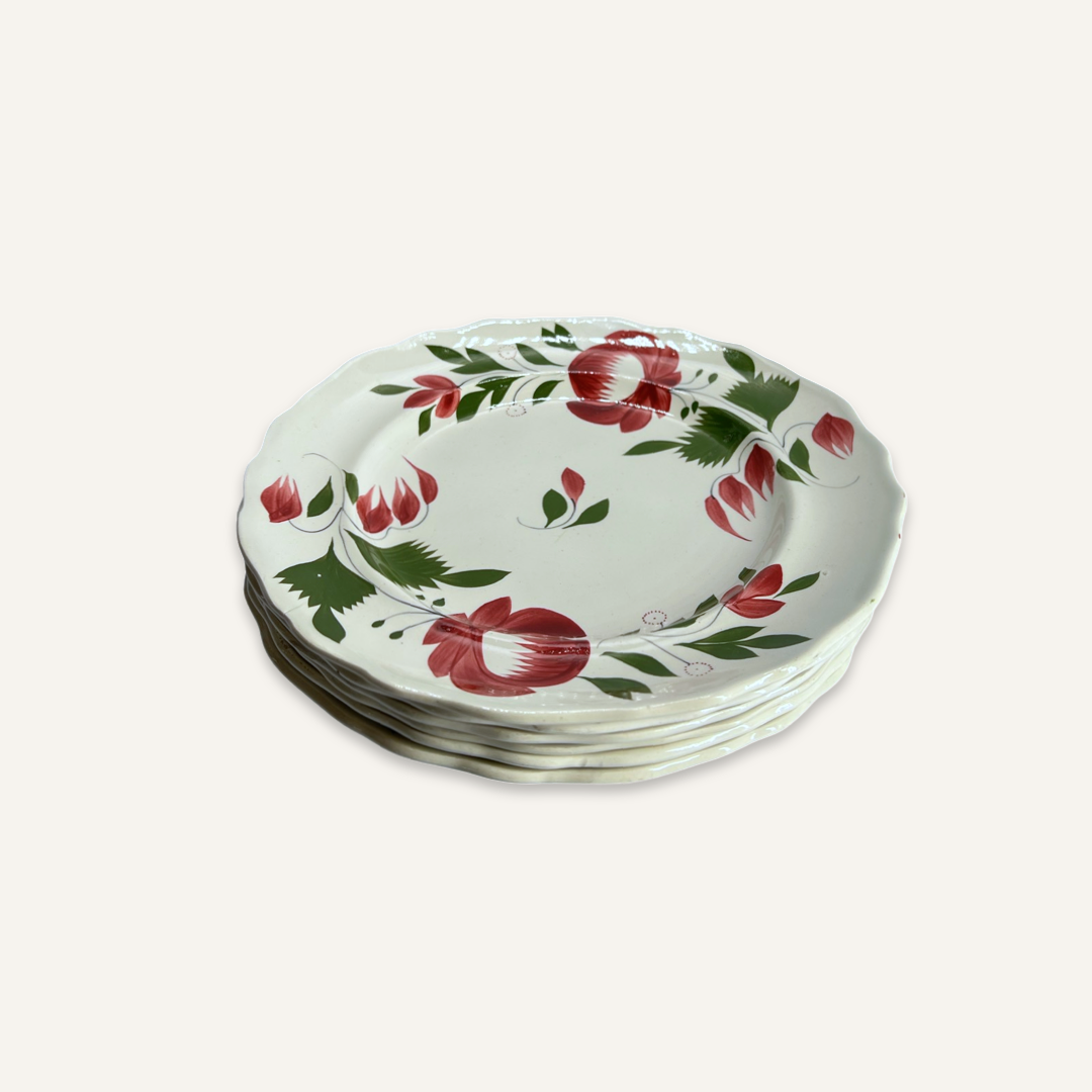 Set of Six Adams Rose Plates