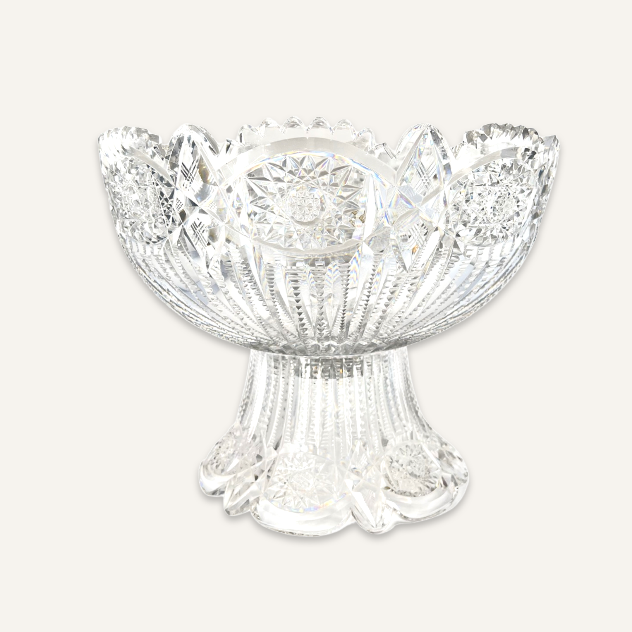 American Brilliant Cut Crystal Punch Bowl