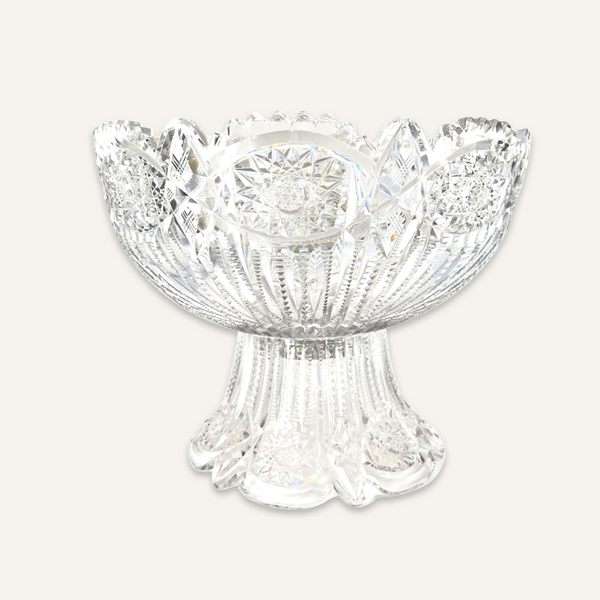 American Brilliant Cut Crystal Punch Bowl