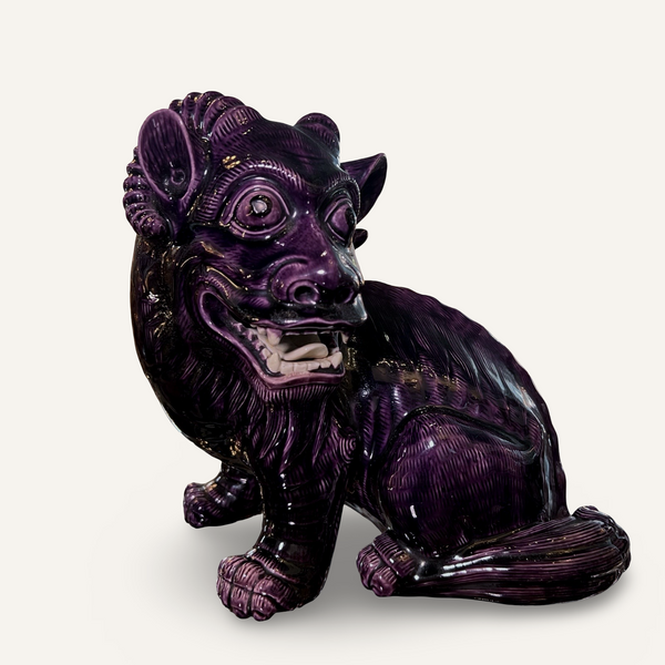 Large Aubergine porcelain Kangxi (or later) Ram figure