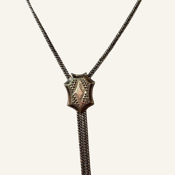 Victorian Silver and Gold Plate Lariat Slide Necklace