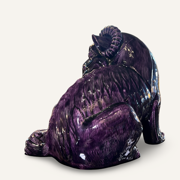 Large Aubergine porcelain Kangxi (or later) Ram figure