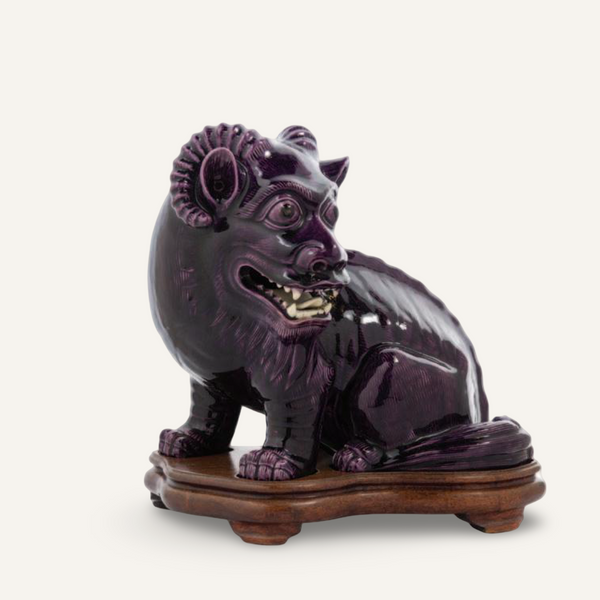 Large Aubergine porcelain Kangxi (or later) Ram figure