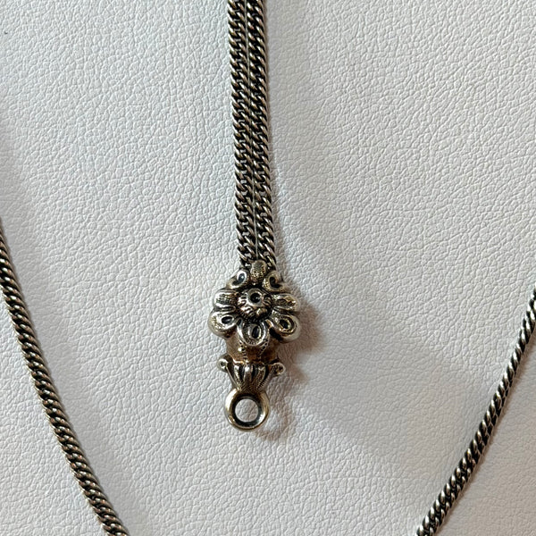 Victorian Silver and Gold Plate Lariat Slide Necklace