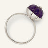 Carved Amethyst and Sterling Flower Ring