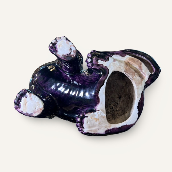 Large Aubergine porcelain Kangxi (or later) Ram figure