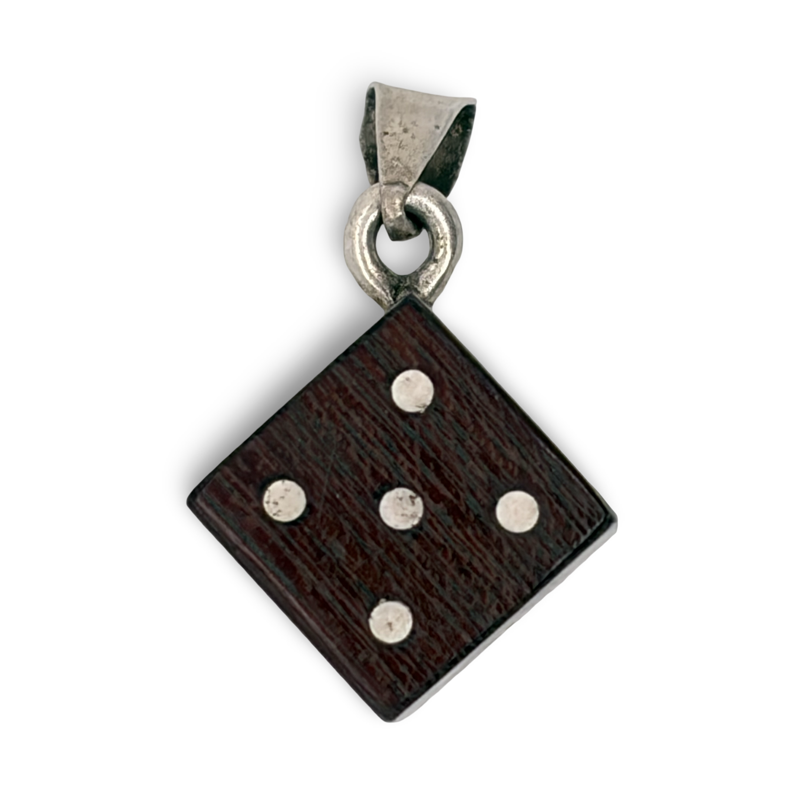 Rosewood and Sterling Dice Pendant